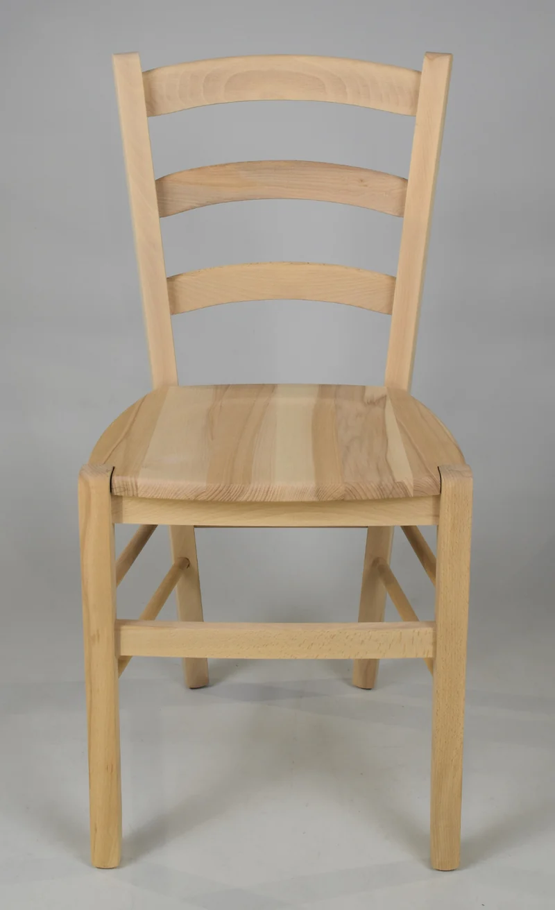 Set sedie modello Venezia con robusta struttura in legno di faggio levigato, non trattato, 100% naturale e seduta in legno