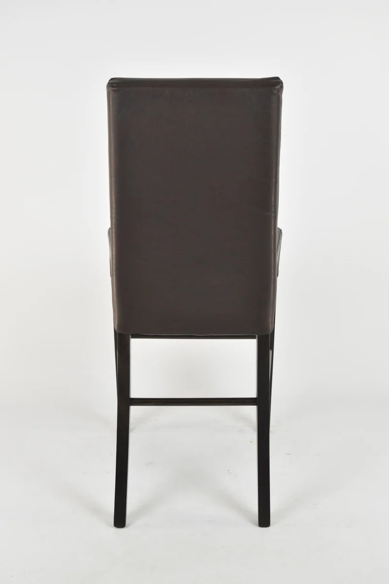 Sgabello basso modello Luisa con struttura in legno di faggio, seduta e schienale imbottiti e rivestiti in pelle artificiale + colori
