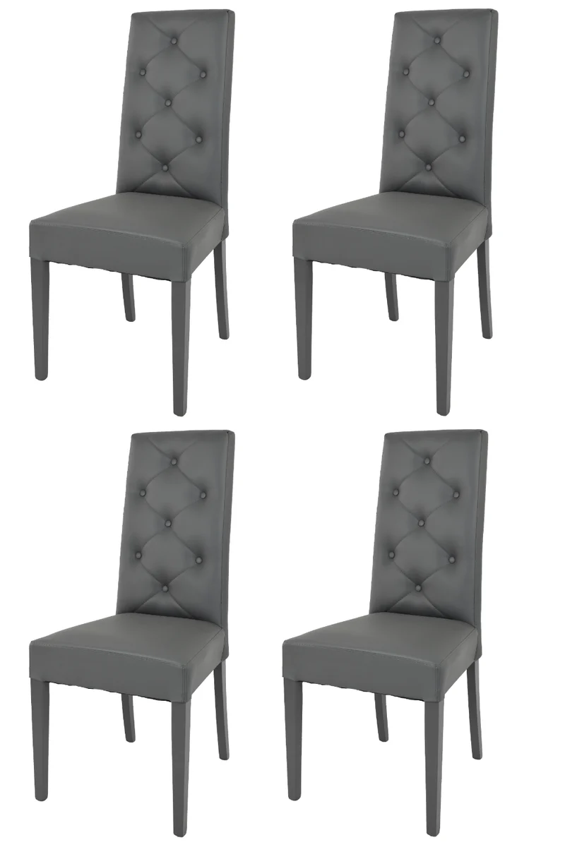 Set sedie modello Chantal con struttura in legno di faggio verniciata, seduta e schienale con bottoni imbottiti e rivestiti in pelle artificiale