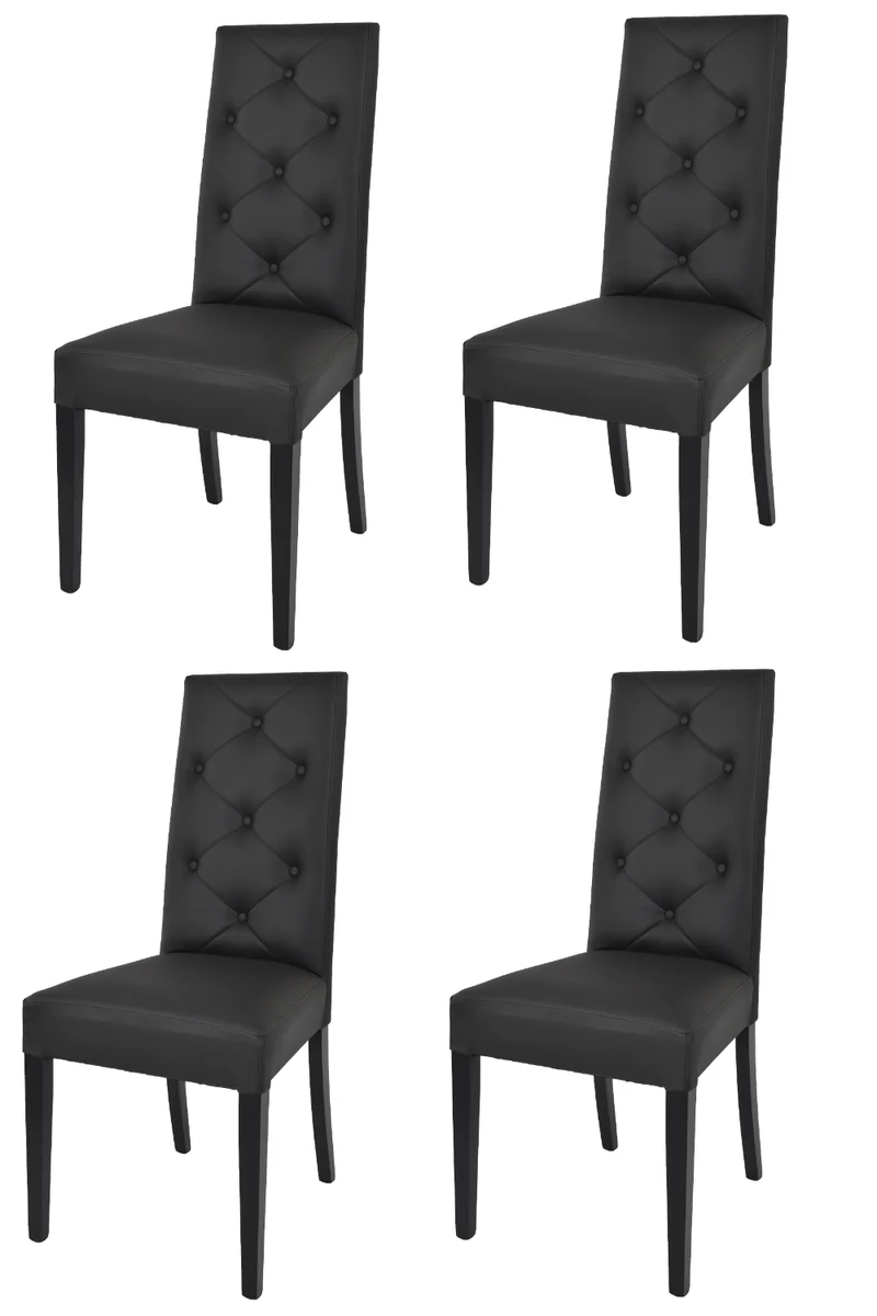 Set sedie modello Chantal con struttura in legno di faggio verniciata, seduta e schienale con bottoni imbottiti e rivestiti in pelle artificiale