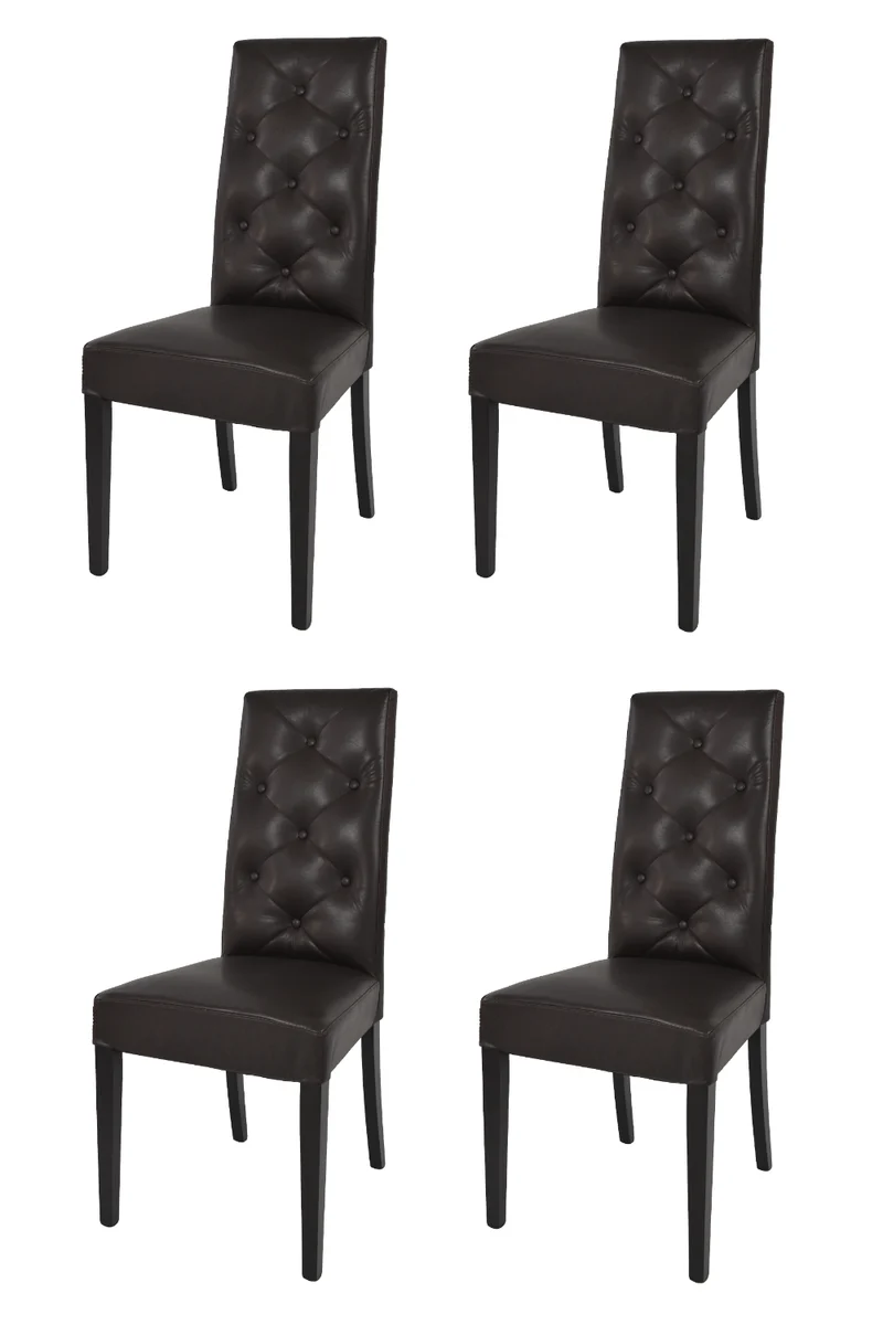 Set sedie modello Chantal con struttura in legno di faggio verniciata, seduta e schienale con bottoni imbottiti e rivestiti in pelle artificiale