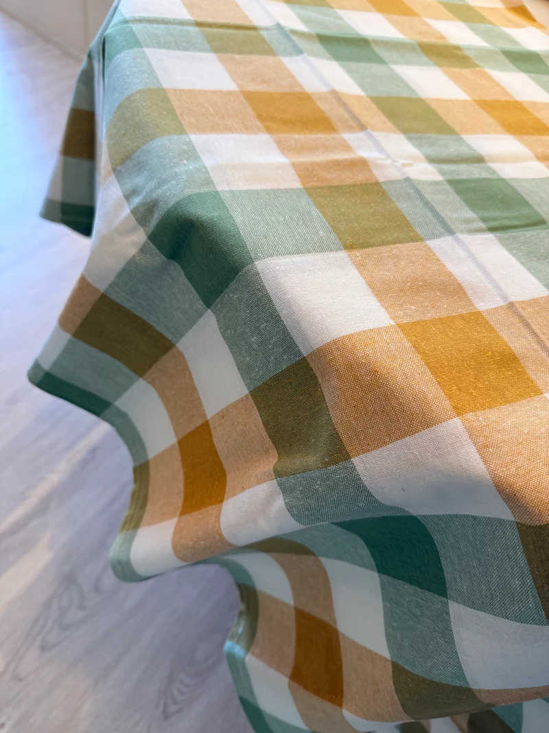 Ary - Tovaglia fantasia vichy verde e gialla in cotone