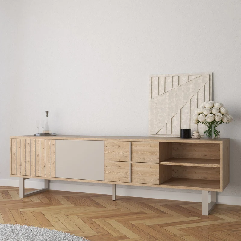 Mobile TV 2 ante 2 cassetti rovere/grigio Molly 180x51 cm
