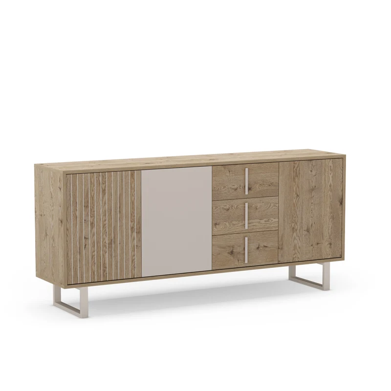 Madia 3 ante 3 cassetti rovere/grigio Molly 180x80 cm