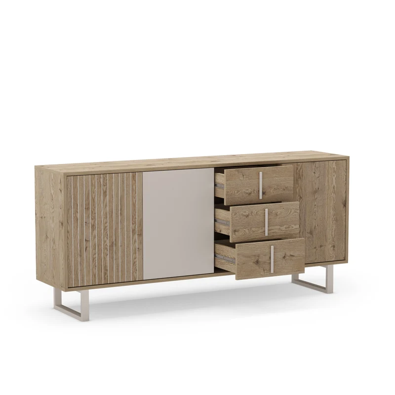 Madia 3 ante 3 cassetti rovere/grigio Molly 180x80 cm