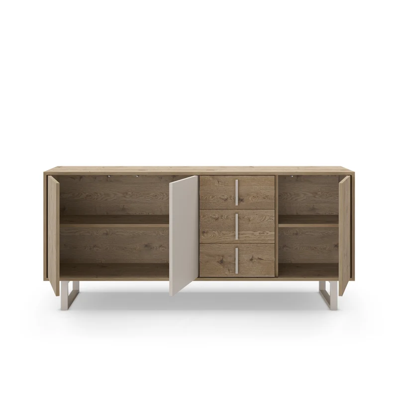 Madia 3 ante 3 cassetti rovere/grigio Molly 180x80 cm
