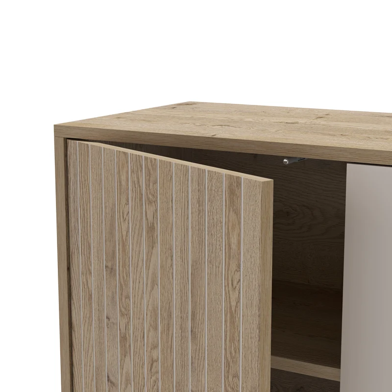 Madia 3 ante 3 cassetti rovere/grigio Molly 180x80 cm