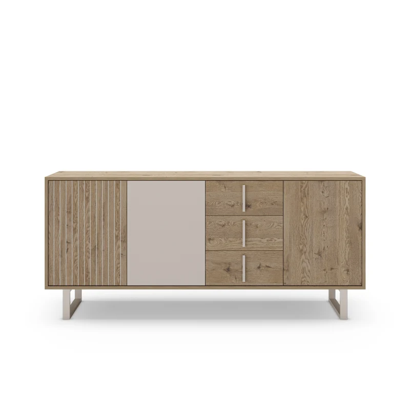 Madia 3 ante 3 cassetti rovere/grigio Molly 180x80 cm