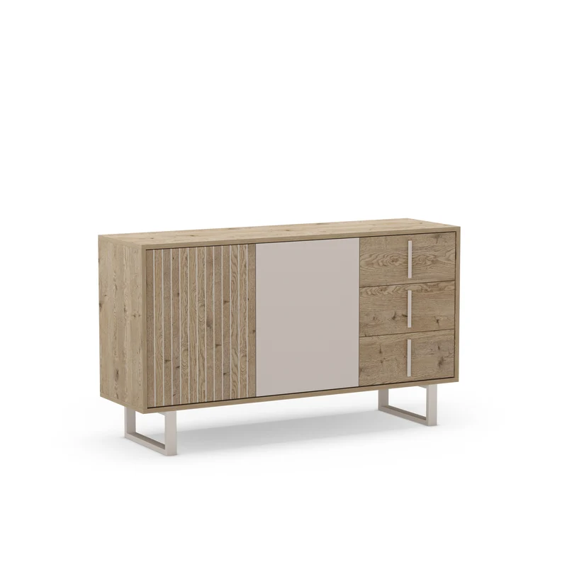 Madia 2 ante 3 cassetti rovere/grigio Molly 140x80 cm