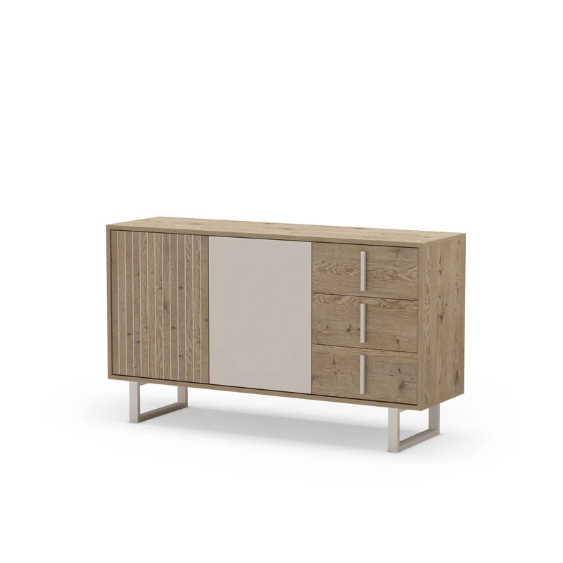 Madia 2 ante 3 cassetti rovere/grigio Molly 140x80 cm
