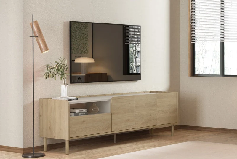 Mobile TV 3 ante 1 cassetto rovere Dara 180x55 cm