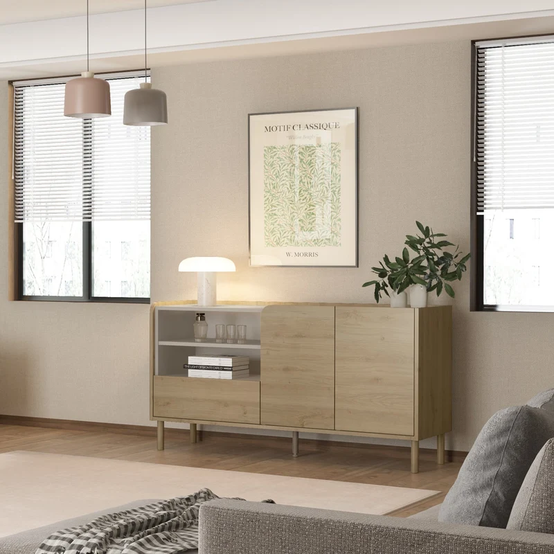 Madia 2 ante 1 cassetto rovere Dara 141x75 cm