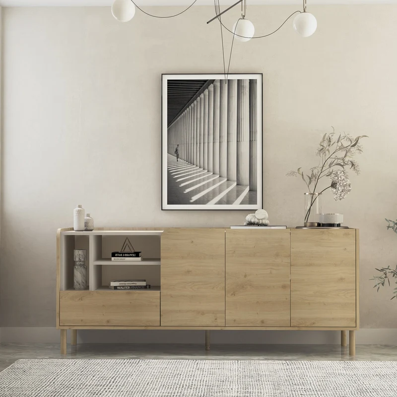 Madia 3 ante 1 cassetto rovere Dara 180x75 cm