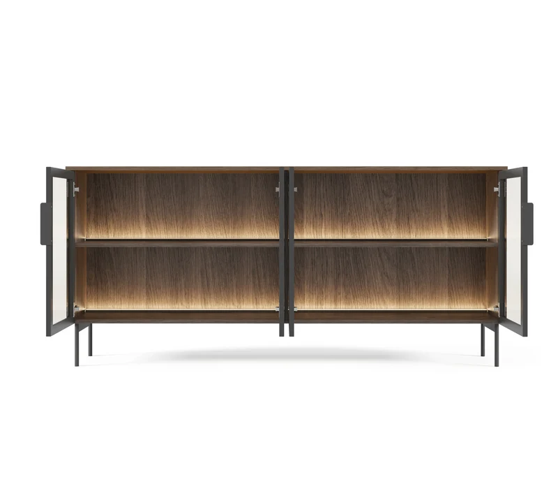 Madia 4 ante con LED integrato con piede in metallo Lume 181x82 cm