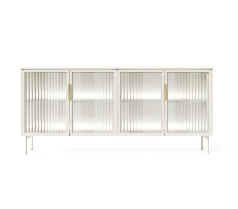 Madia 4 ante con LED integrato con piede in metallo Lume 181x82 cm