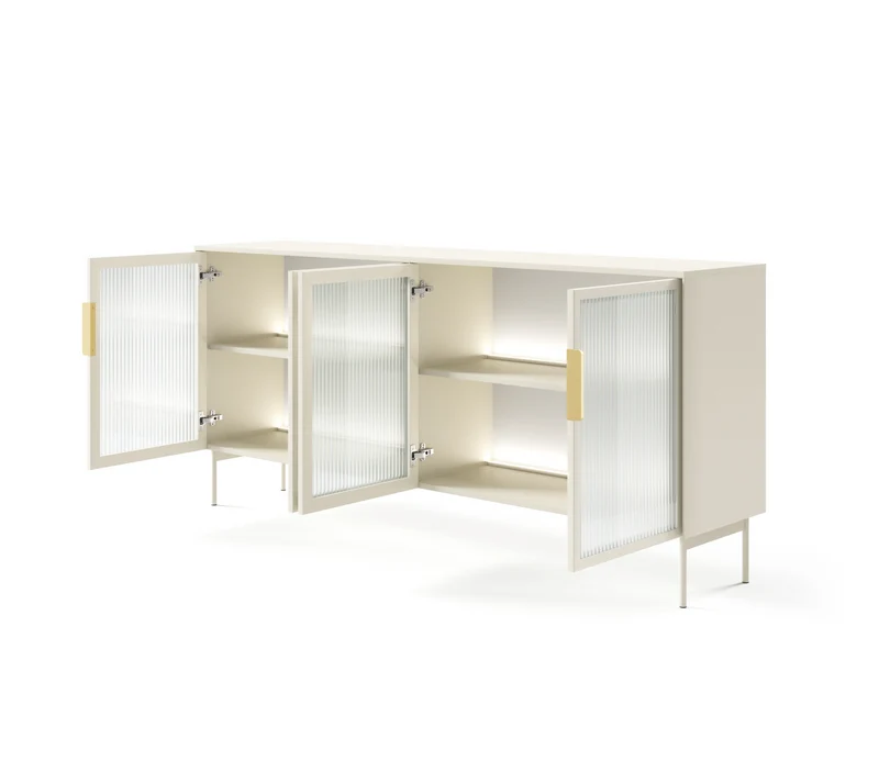 Madia 4 ante con LED integrato con piede in metallo Lume 181x82 cm