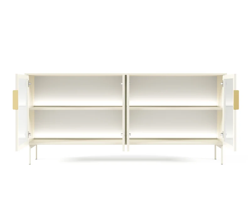 Madia 4 ante con LED integrato con piede in metallo Lume 181x82 cm