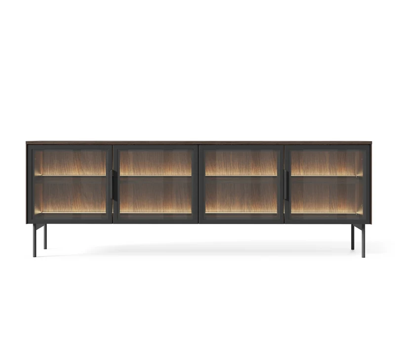 Mobile TV 4 ante con LED integrato con piede in metallo Lume 181x61 cm