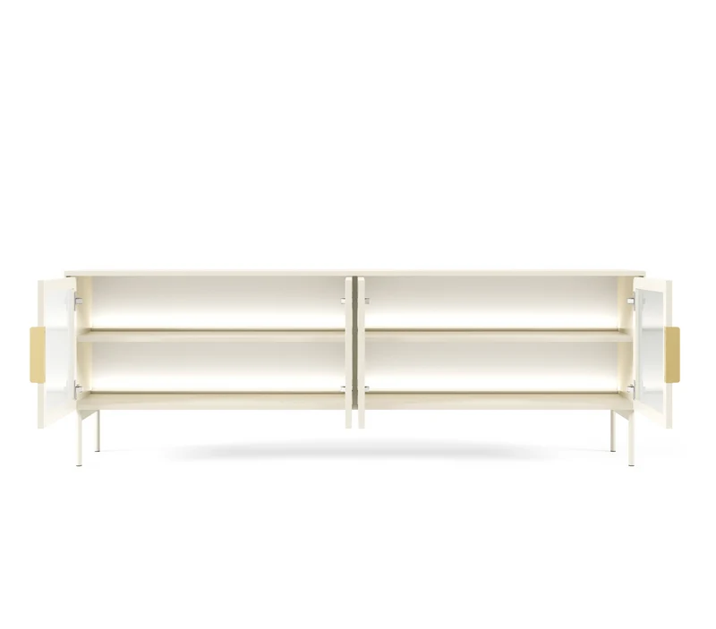 Mobile TV 4 ante con LED integrato con piede in metallo Lume 181x61 cm
