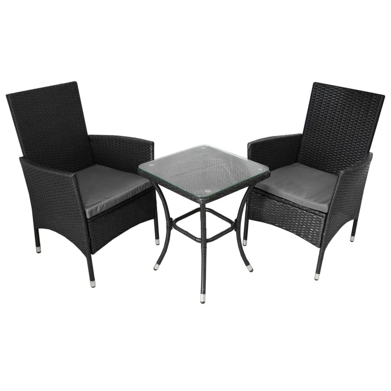 Set da bistrò Jardí in rattan nero