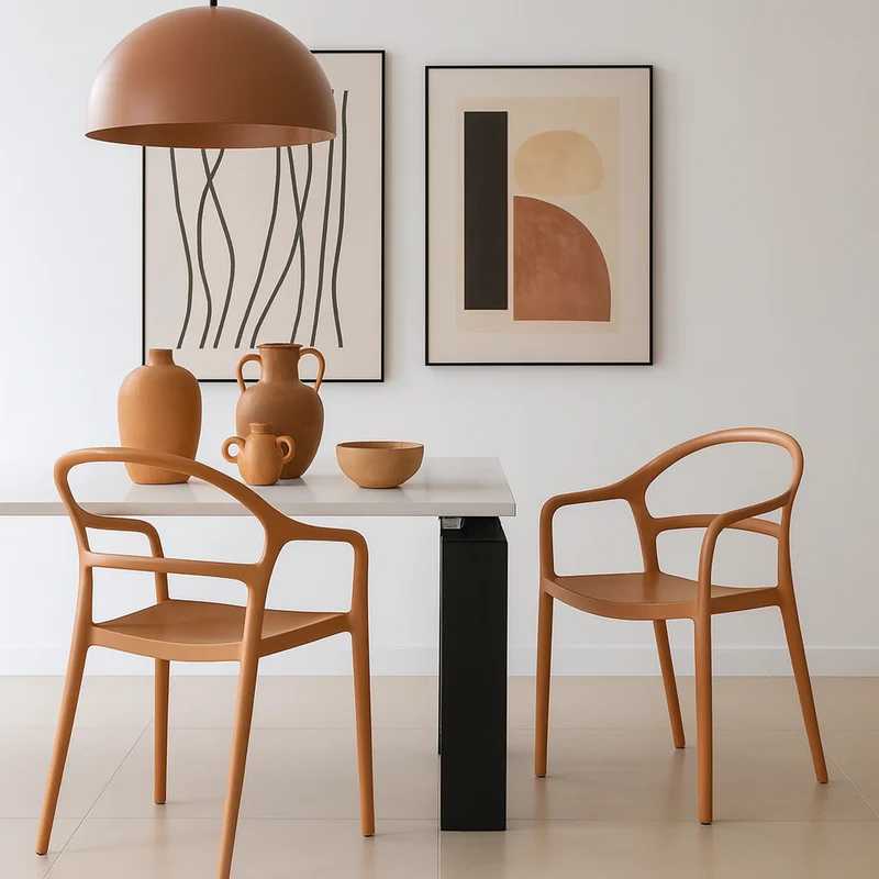 Masoor - Sedia arancione terracotta impilabili con schienale aperto