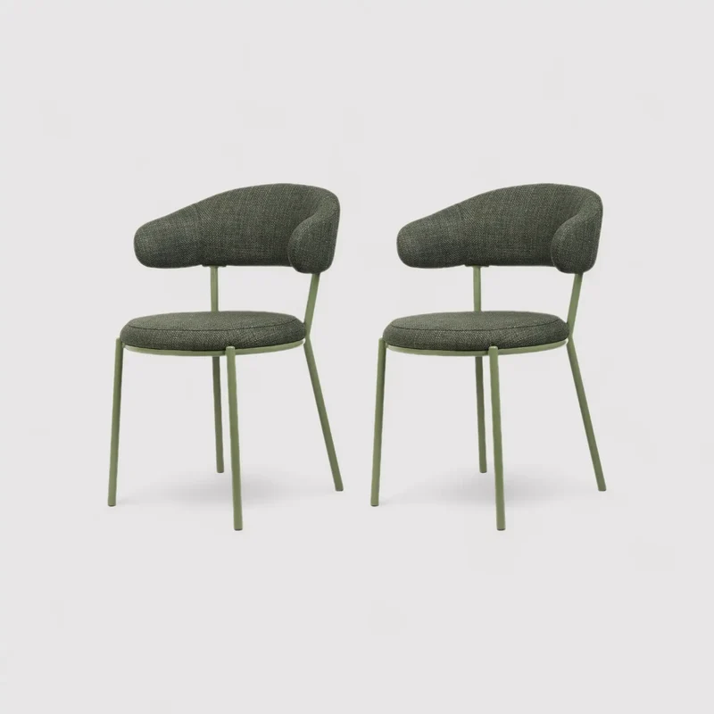 Zeita - Set 2 sedie verde scuro per sala da pranzo o salotto