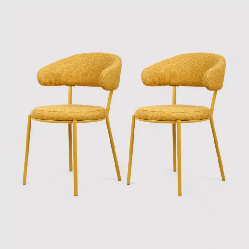 Dablen - Set 2 sedie da soggiorno imbottite giallo senape