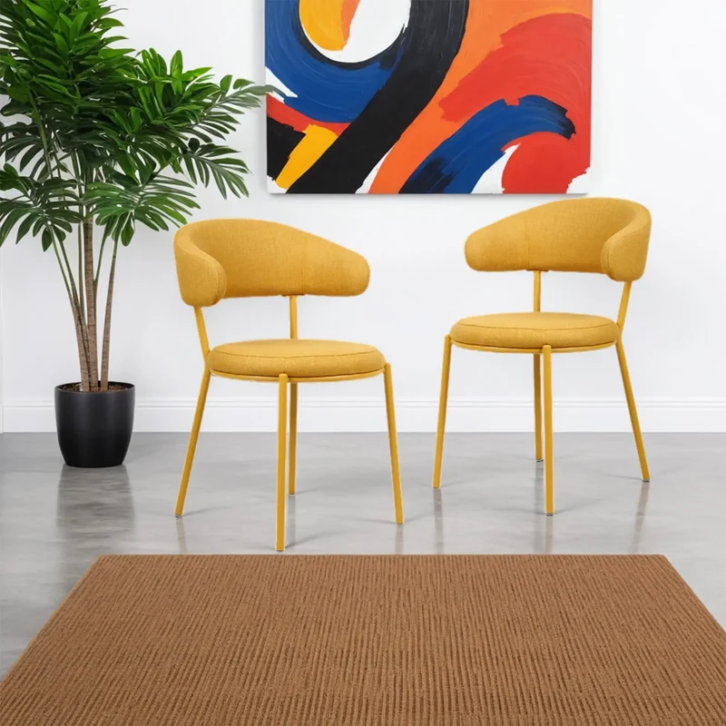 Dablen - Set 2 sedie da soggiorno imbottite giallo senape