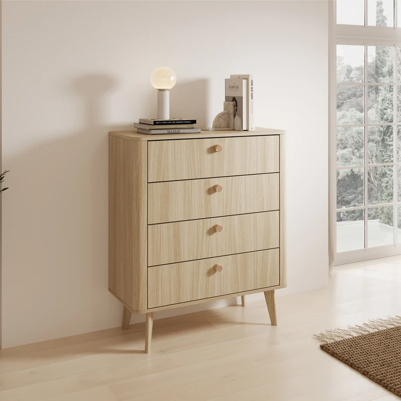 Cassettiera 4 cassetti rovere Arlo 88x103 cm