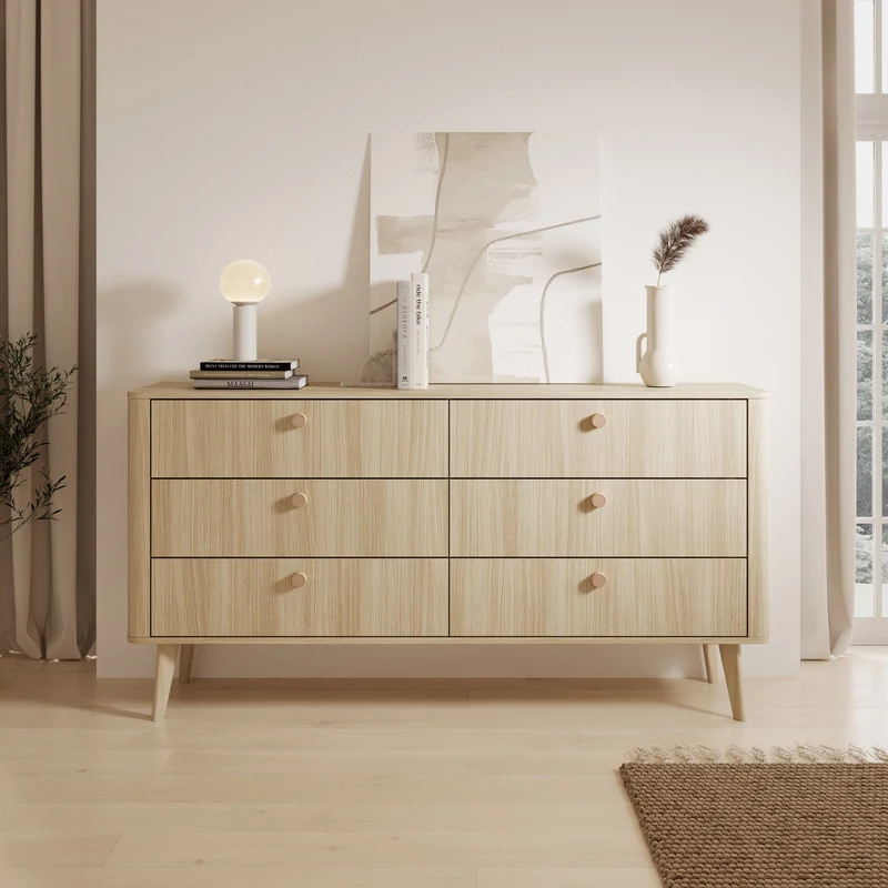 Madia 6 cassetti con piede in legno Arlo 163x83 cm