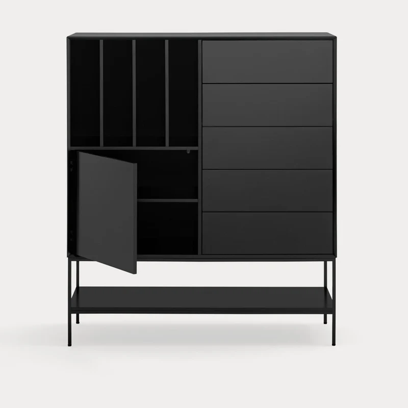 Credenza 1 anta 5 cassetti con gambe in metallo Platt 120x140 cm