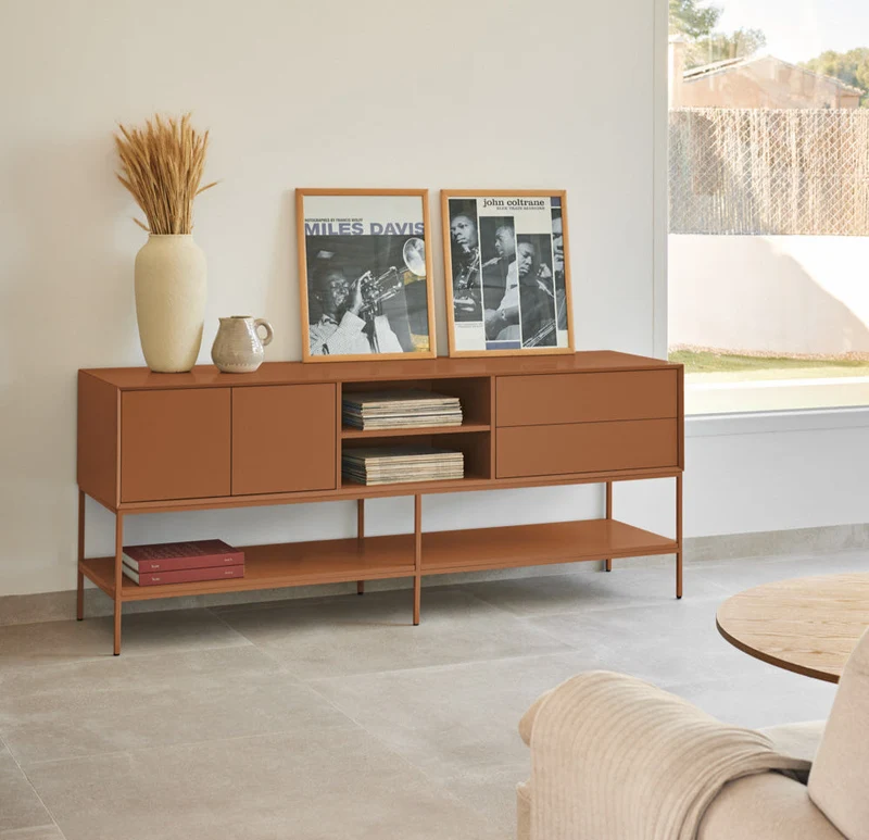 Mobile TV 2 ante 2 cassetti con gambe in metallo Platt 178x74 cm