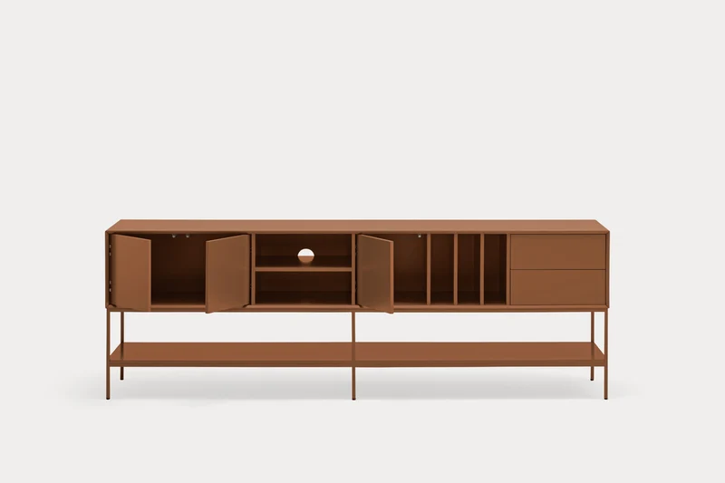 Mobile TV 3 ante 2 cassetti con gambe in metallo Platt 220x74 cm