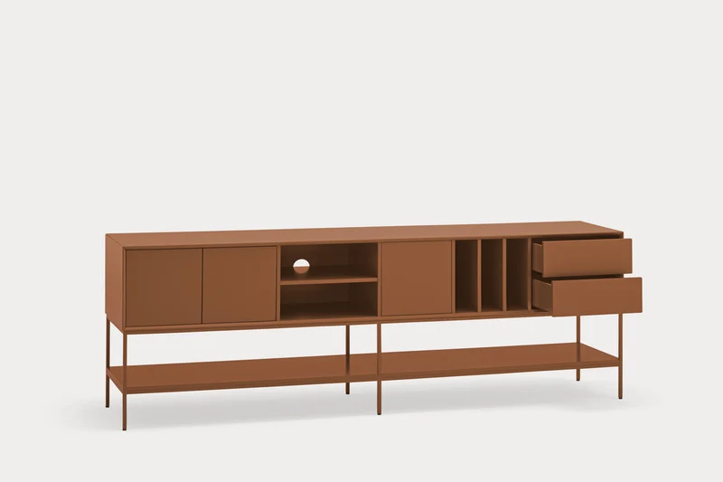 Mobile TV 3 ante 2 cassetti con gambe in metallo Platt 220x74 cm