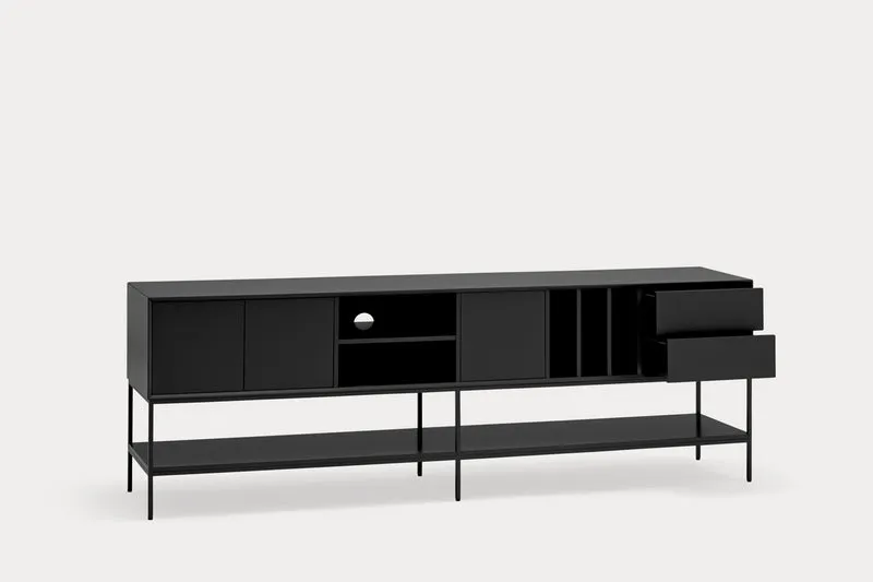 Mobile TV 3 ante 2 cassetti con gambe in metallo Platt 220x74 cm