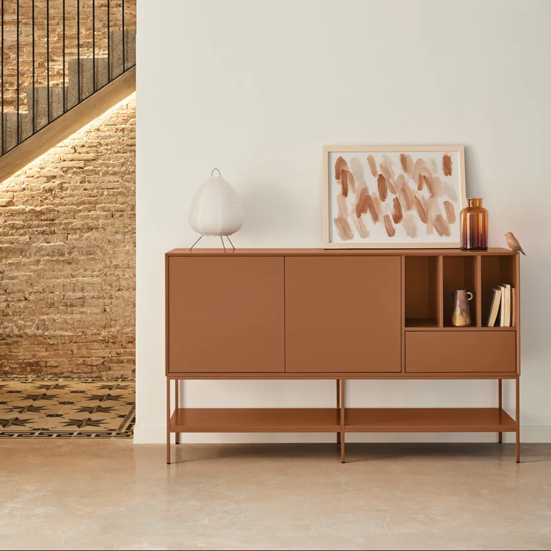Madia 2 ante 1 cassetto con gambe in metallo Platt 166x98 cm