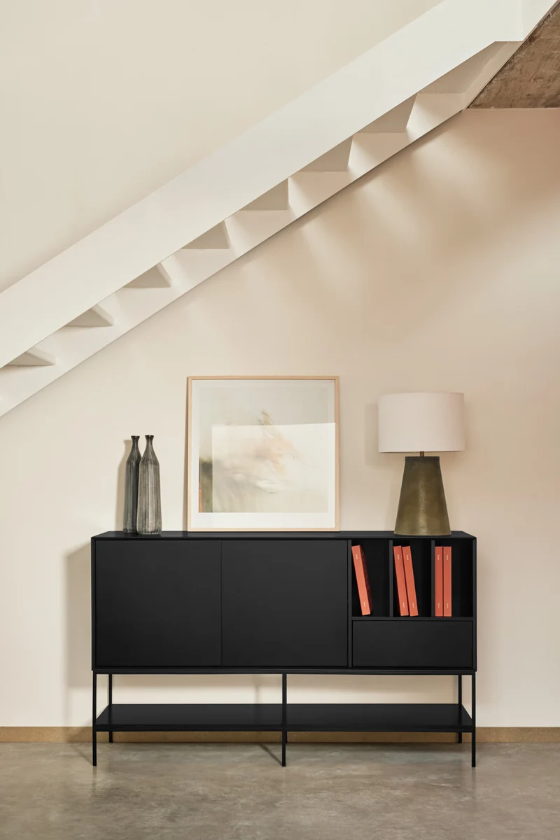 Madia 2 ante 1 cassetto con gambe in metallo Platt 166x98 cm
