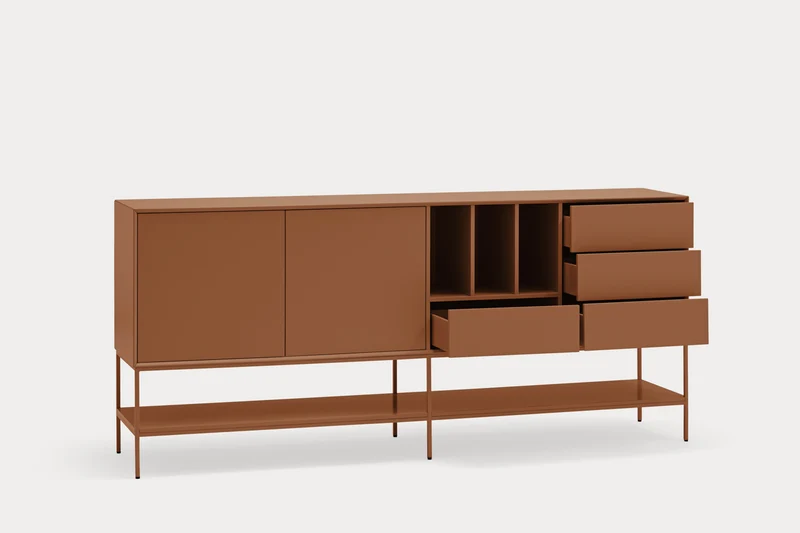 Madia 2 ante 4 cassetti con gambe in metallo Platt 220x98 cm