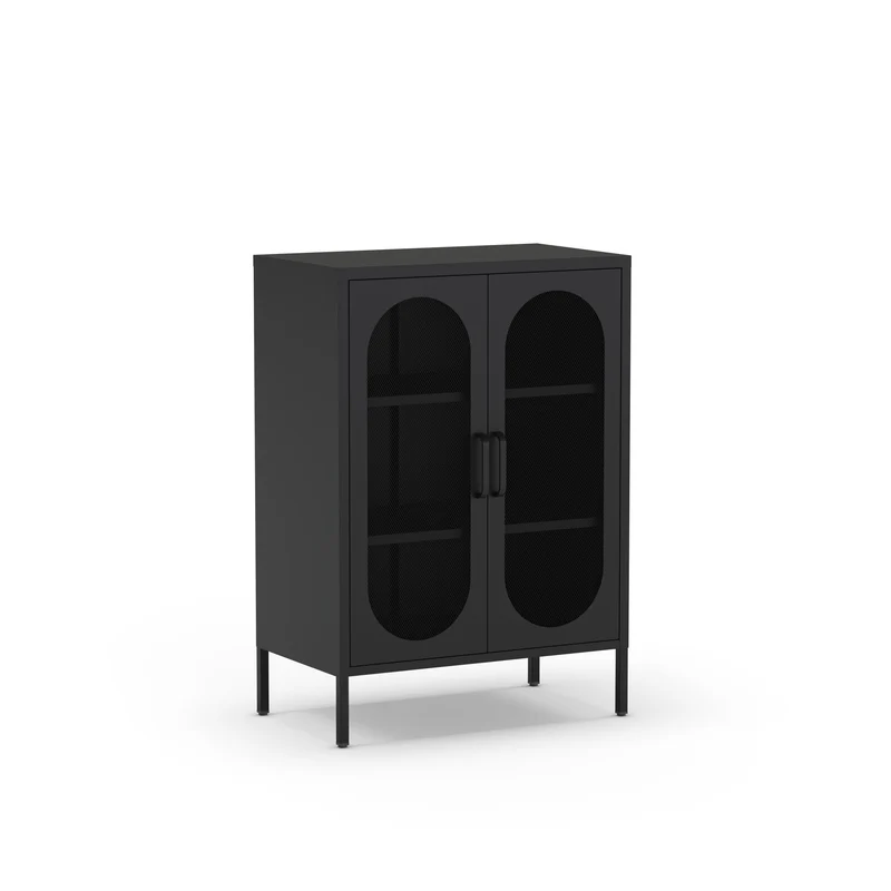 Credenza con 2 ante in rete e ripiani regolabili Diora 70x100 cm
