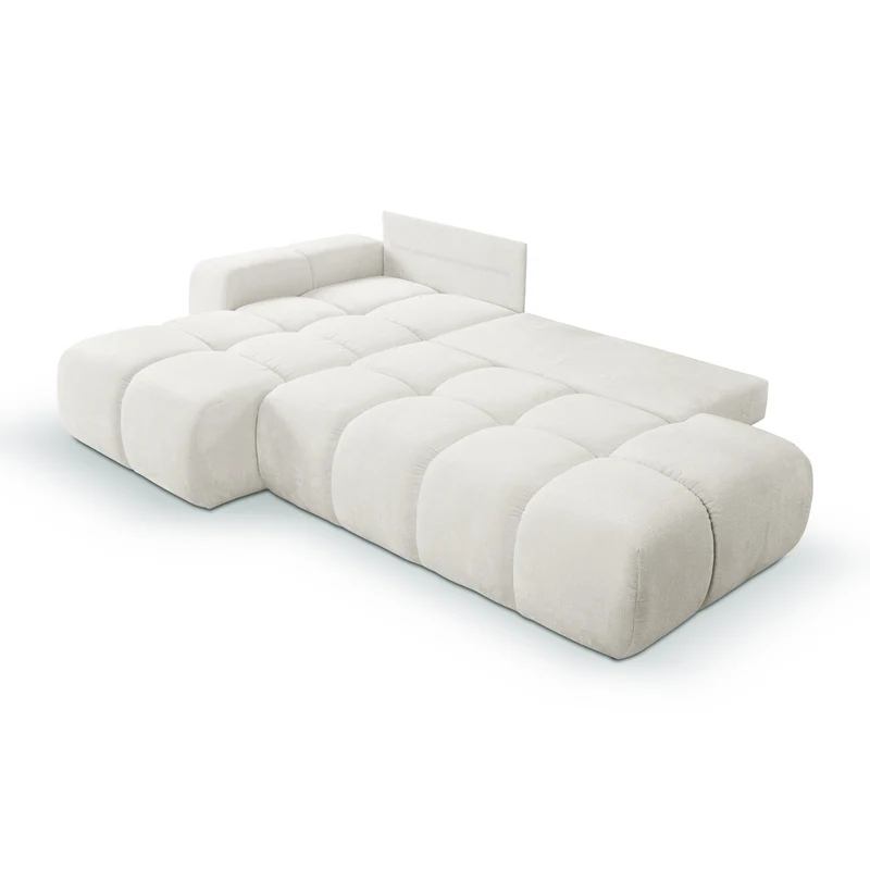 Divano letto angolare in tessuto cannettato Vienna 286x177 cm
