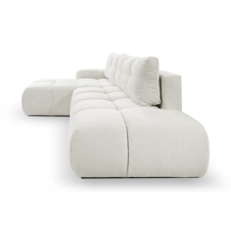 Divano letto angolare in tessuto cinigliato bianco Vienna 286x177 cm