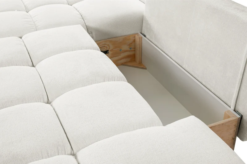 Divano letto angolare in tessuto cinigliato bianco Vienna 286x177 cm