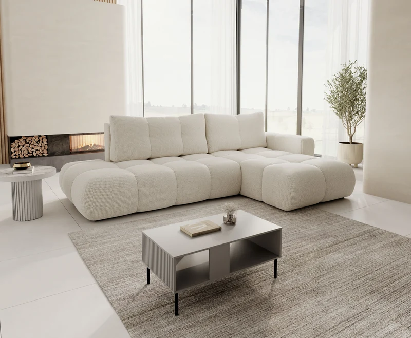 Divano letto angolare in tessuto cinigliato Vienna 286x177 cm