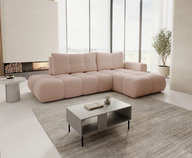 Divano letto angolare in tessuto cinigliato Vienna 286x177 cm