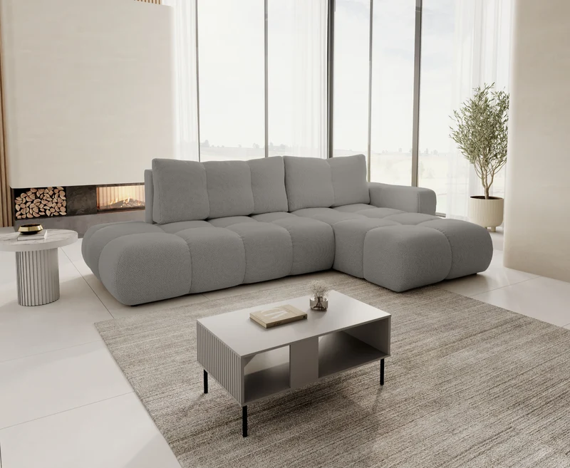 Divano letto angolare in tessuto cinigliato Vienna 286x177 cm