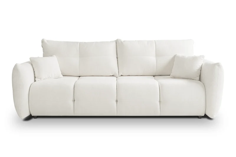 Divano letto in tessuto bouclè bianco Lisbona 245x110/144 cm
