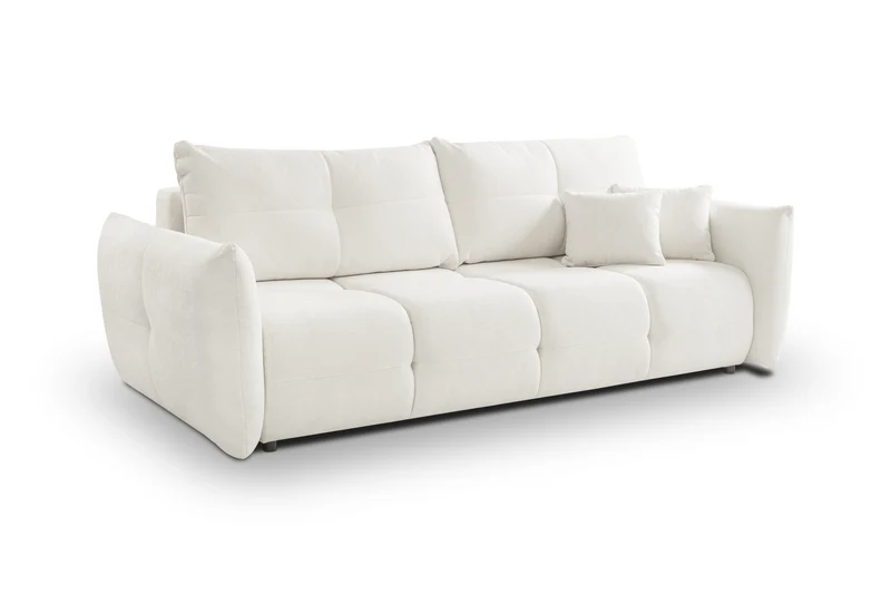 Divano letto in tessuto bouclè bianco Lisbona 245x110/144 cm