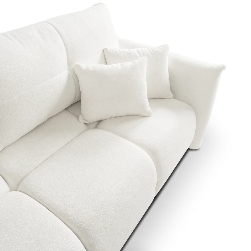 Divano letto in tessuto bouclè bianco Lisbona 245x110/144 cm
