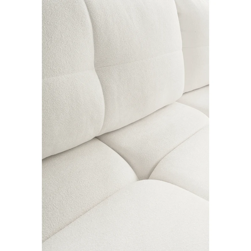 Divano letto in tessuto bouclè bianco Lisbona 245x110/144 cm