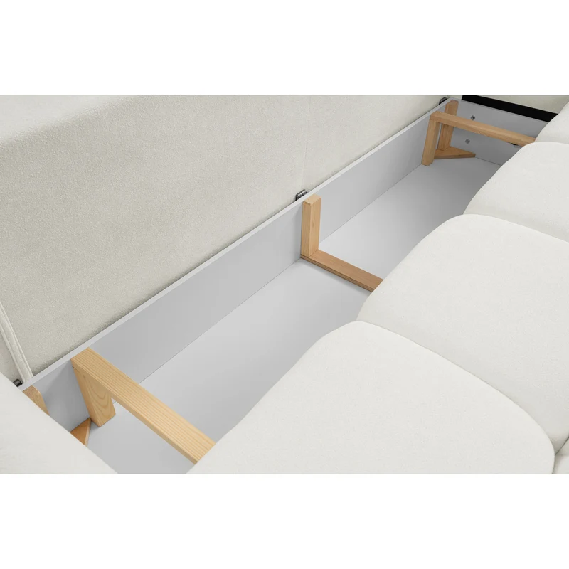 Divano letto in tessuto bouclè bianco Lisbona 245x110/144 cm